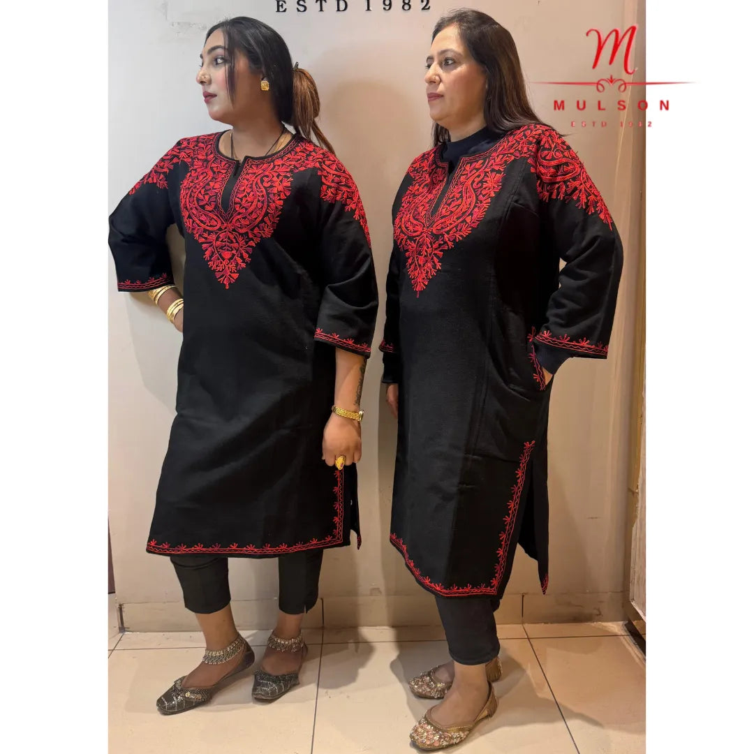 Woolen Pheran for Ladies with Thread Work