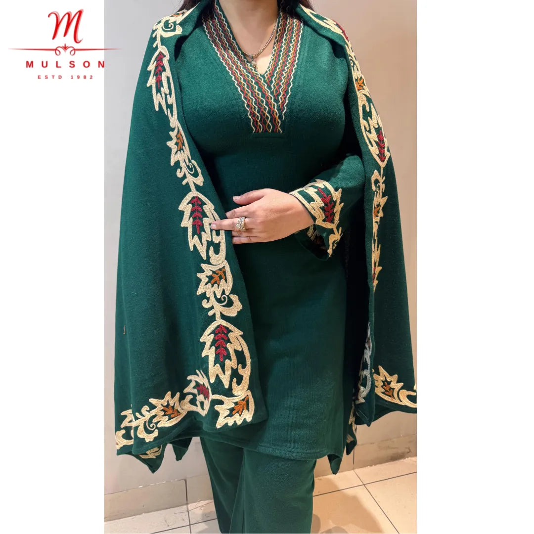 Designs of Woolen Suits with Thread Work