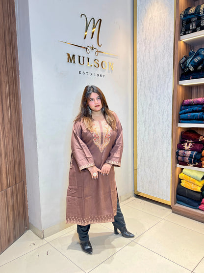 SS-160-Kashmiri Phiran Kurti in Mouse Brown