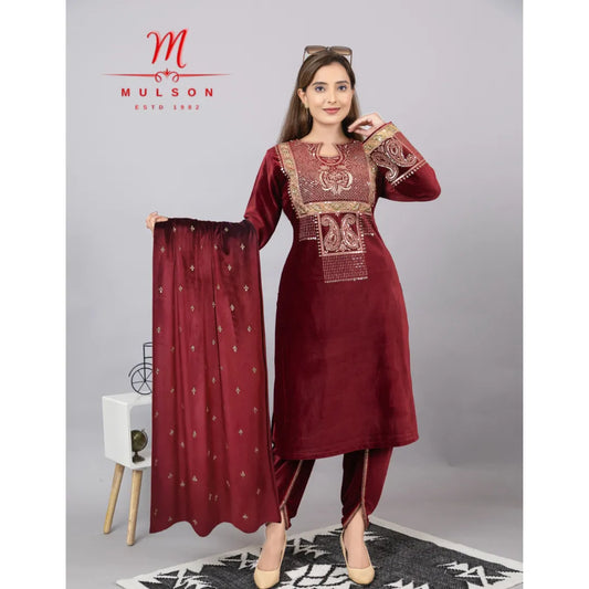 Tulip Velvet Kurti Set with Sequin Work